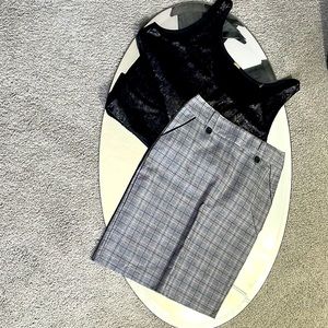 Elie Tahari sequin top with 100% cotton skirt